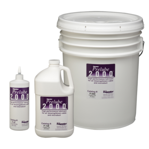 Prelube 2000™ is a high-performance lubricant designed to coat the inner wall of a standard conduit prior to cable installation. This lubricant is proven to reduce frictional drag to increase installation speed, length, and safety in air-assisted installations. It is suitable for use with all types of communications cables and standard conduits
and is available in quantities of 0.95, 3.8, and 18.9 litres.