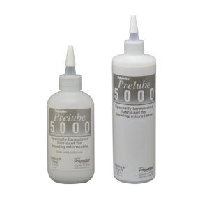 Prelube 5000™ is a high-performance lubricant specifically designed to coat the inner wall of a MicroDuct prior to air-assisted cable installation by blowing or jetting. This lubricant is proven to reduce frictional drag to increase installation speed, length, and safety. It is suitable for use with all types of cable jackets and is available in quantities of 240 and 470 ml.