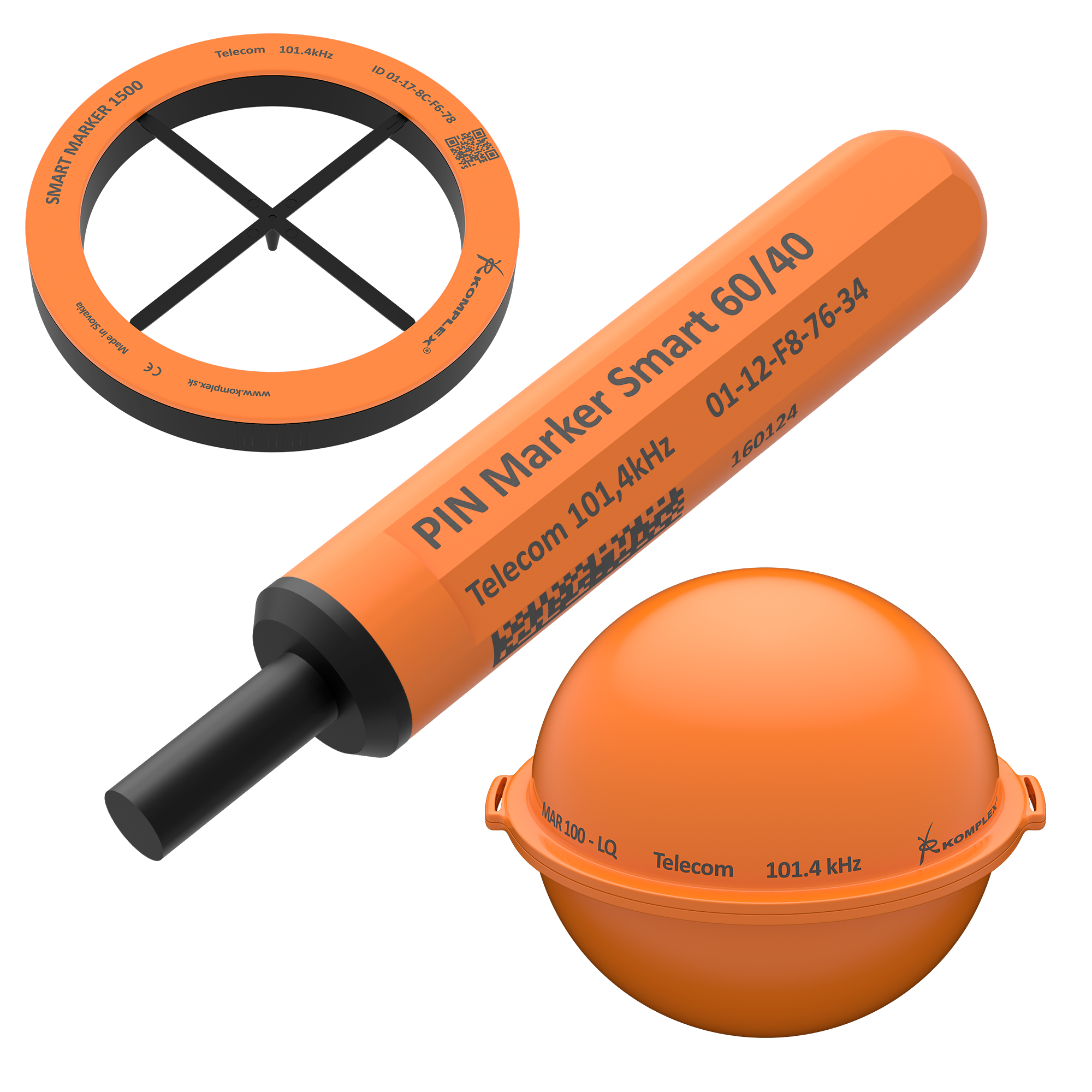 Passive electrical devices designed to permanently denote the location of underground utility infrastructure. Round, flat, and miniaturised designs are available, each suited to different types of excavations and depths. Each smart marker has a preprogrammed ID number which enables digital management of underground asset data.