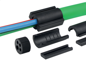 DuraPack End Seals are designed to seal DuraPack bundles blocking any water, gas or particles. Modular, fully splittable design guarantees easy and quick installation. The rubber inserts and configurations can be customized. It includes blind plugs for all MicroDuct holes.