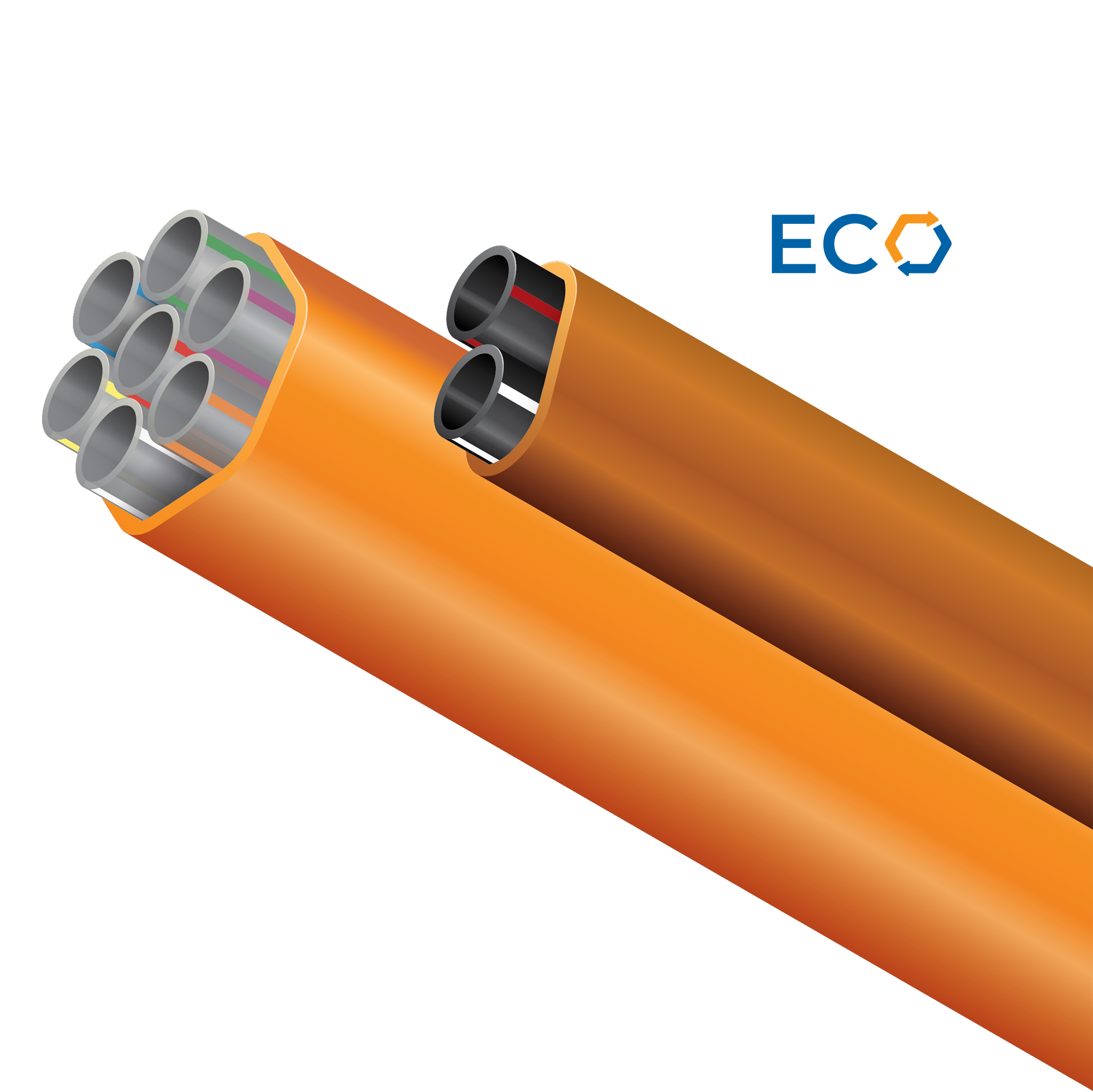A bundle of MicroDucts which use up to 100% reground High-Density Polyethylene (HDPE) from Dura-Line’s own internal manufacturing process. FuturePath® ECO contributes to lower scope 3 emissions for network operators and is suitable for direct-buried or sub-duct installation in outdoor optical communications networks. All standard MicroDuct sizes and bundle combinations are available, and all products meet stipulated parameters for regular MicroDuct products.
