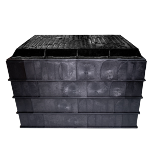 The Dura-Line chamber is an advanced underground access chamber for outdoor communications networks. Its innovative preformed, structural format provides an easier, more flexible, and more sustainable alternative to traditional chamber designs. Each unit is manufactured from 100% recycled Polypropylene (PP), easy to handle and transport, and can be configured and installed onsite in 40 minutes or less.